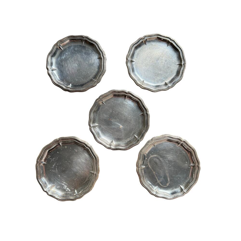 Bonwit Teller Set of 5 Silver Small Plate Set Made In Italy